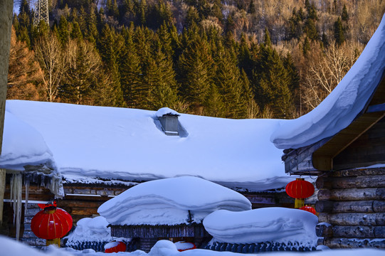 冬天雪屋雪乡雪景