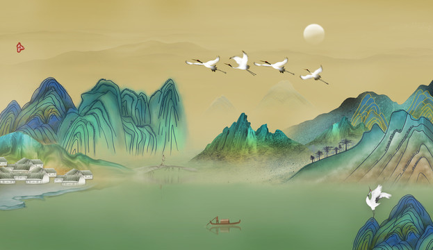 青綠山水國畫