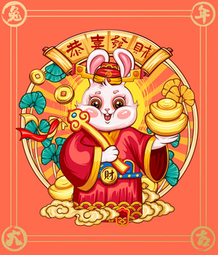國潮兔年插畫