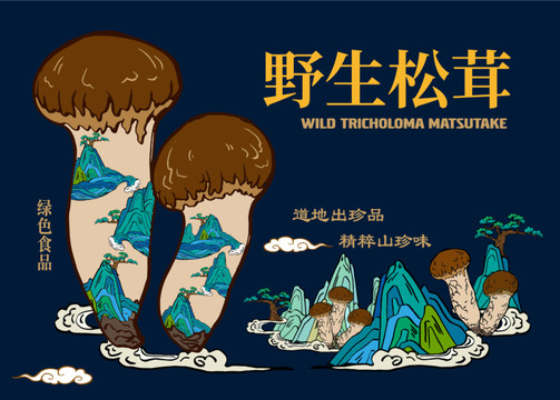 松茸禮盒包裝插畫