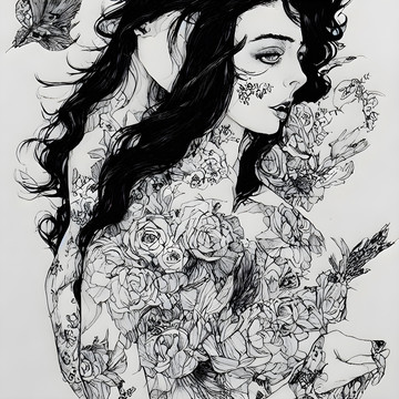 線描半身像