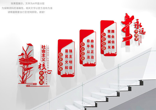 楼梯社会主义核心价值观文化墙