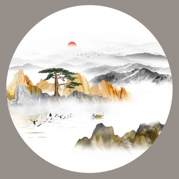 中式抽象山水画