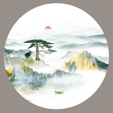 抽象水墨山水裝飾畫