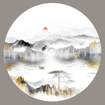 抽象水墨山水裝飾畫