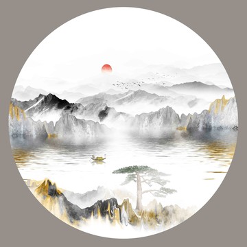 抽象水墨山水装饰画