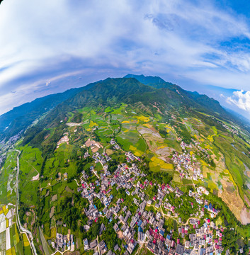 鱼眼航拍山村