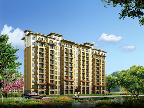 西班牙風(fēng)格建筑效果圖