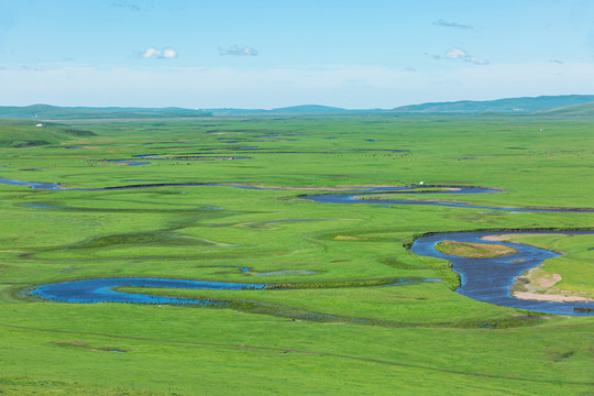 草原牧场蒙古包河流