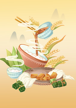 黃耙美食包裝插畫(huà)