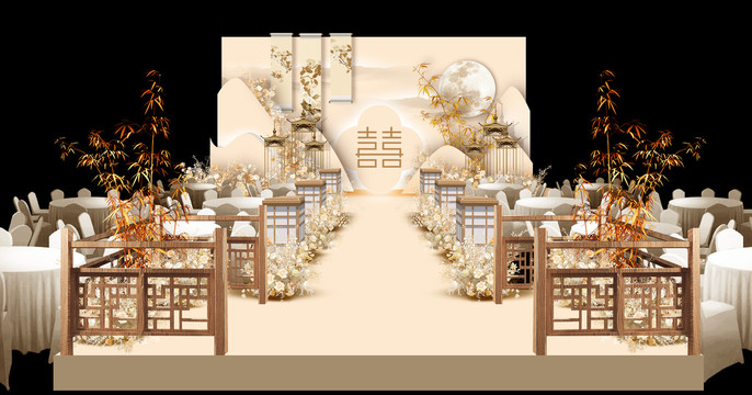 香檳中式婚禮效果圖