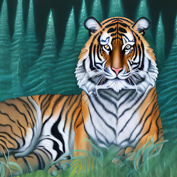 丛林老虎油画