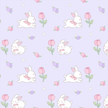 萌兔玫瑰主题图案
