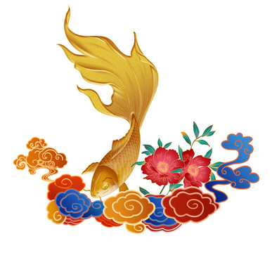 插畫祥云錦鯉