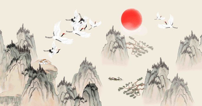 中式國畫山水