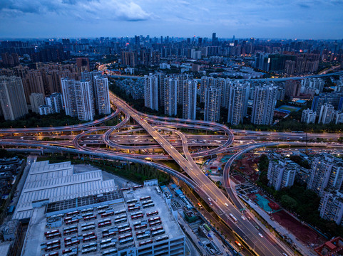 成都娇子立交夜景蓝色时刻