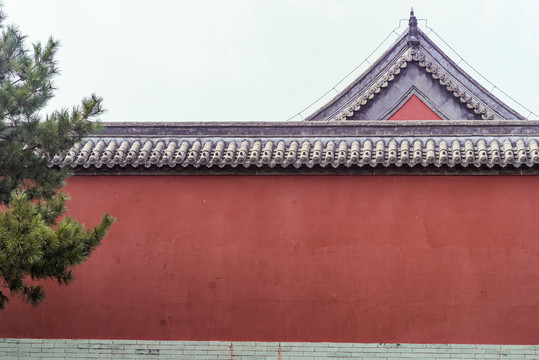 古代红色墙面建筑特写