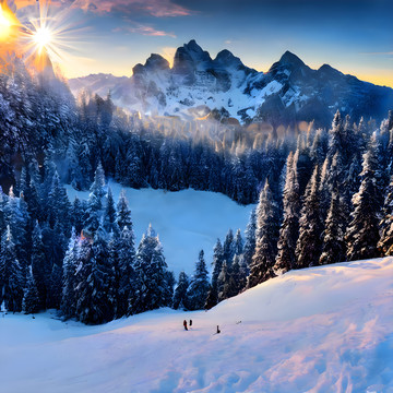 阿尔卑斯山雪景