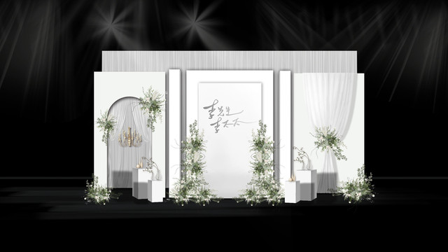 韩式白绿色简约婚礼