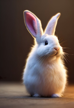 兔子摄影系列暖光高清站立白兔