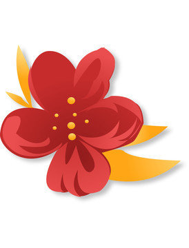 紅色剪紙風(fēng)杜娟花