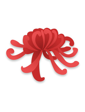 紅色色剪紙風菊花