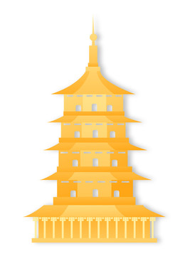 金色剪紙風(fēng)中國城市雷峰塔