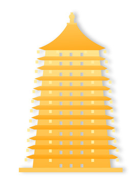 金色剪紙風(fēng)中國城市六合塔