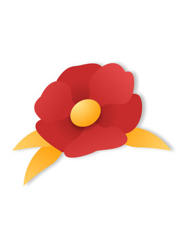 紅色剪紙風石榴花