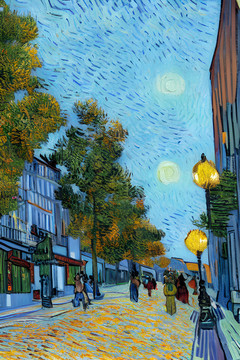 巴黎街头梵高风格油画