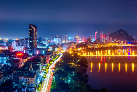 中国广西柳州城市夜景风光