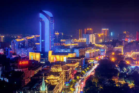 中国广西柳州城市夜景风光