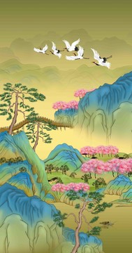 國潮山水軟膜天花