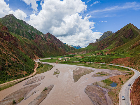 西藏昌都丁青县高山峡谷航拍