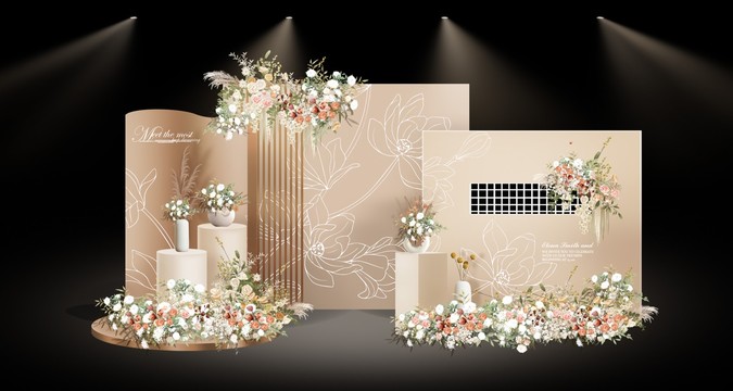 香檳色迎賓區(qū)婚禮婚慶效果圖7