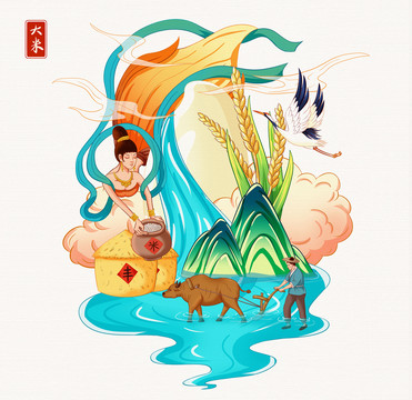 大米插畫(huà)手繪
