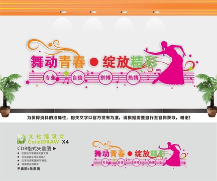 舞動(dòng)青春綻放精彩舞蹈室文化墻