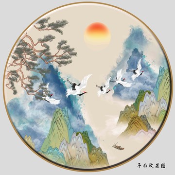 抽象國(guó)潮山水插畫