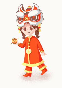 新年舞獅女孩