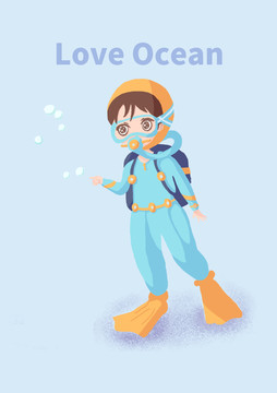 自由潛水女孩海洋大海
