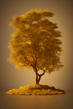 金色质感发财树装饰画