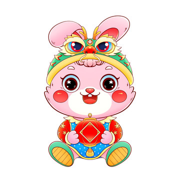新年春節(jié)兔年抱抱兔抱燈籠