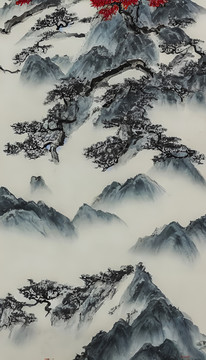 仿中国画大山