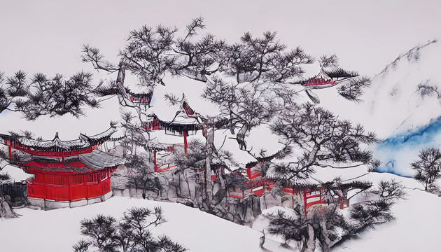 仿中国画雪景