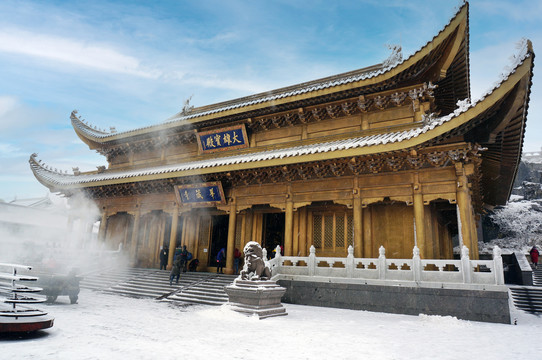 四川冬季雪景大雪峨眉山金顶