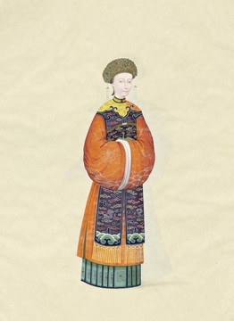 古代貴族官員婦女人物圖心