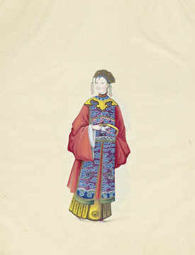 清代官員婦女人物圖稿