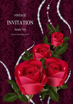 古典玫瑰婚宴邀请函