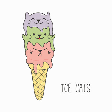 可爱猫咪冰淇淋插图