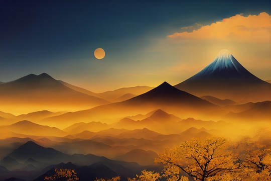 大气艺术山脉秋季风景画